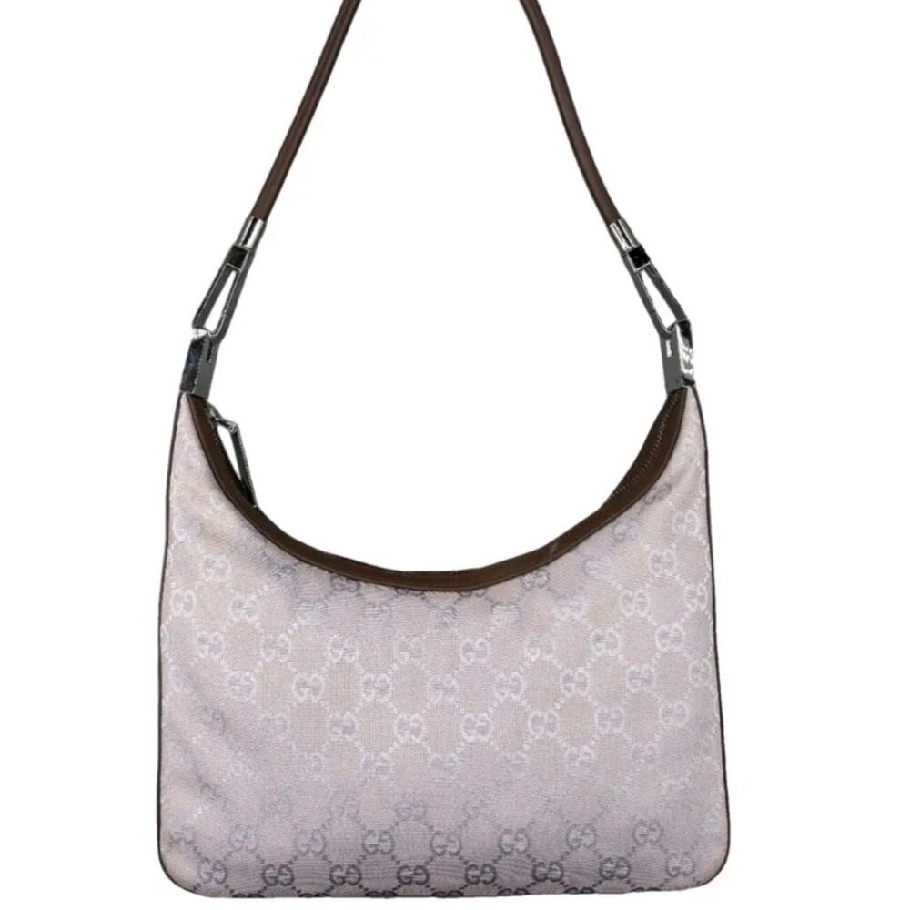 Gucci lavender Monogram Canvas Hobo with Brown Trim